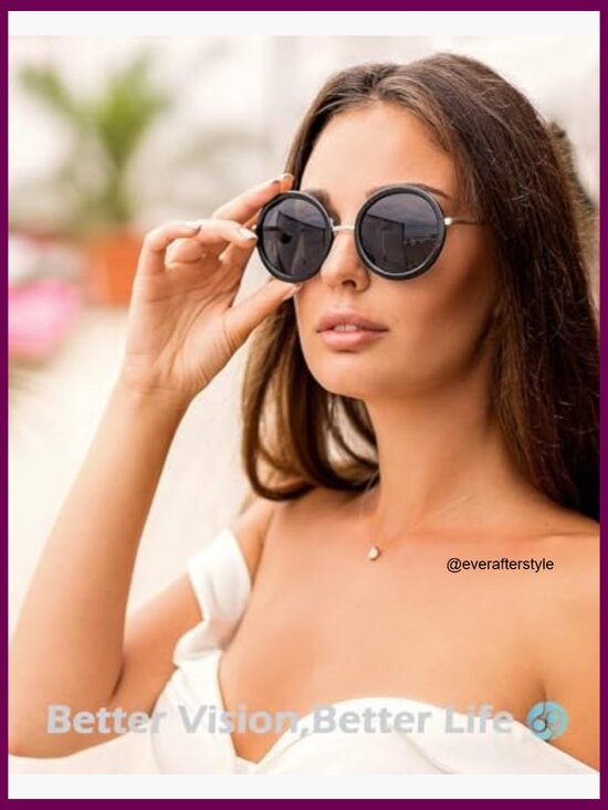 Polarized Retro Round Sunglasses with UV Protection, Metal Frame main image 4